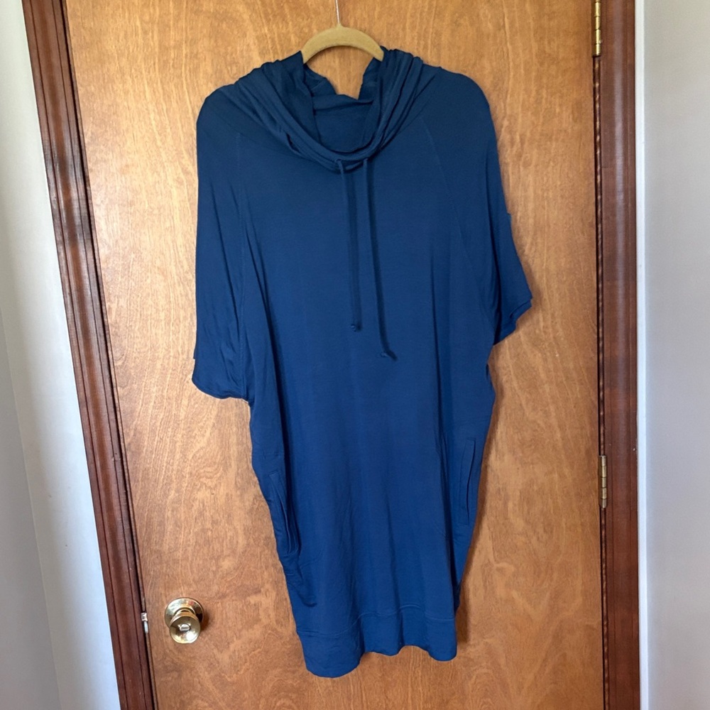 Prana Teal Blue Hooded Tunic Dress